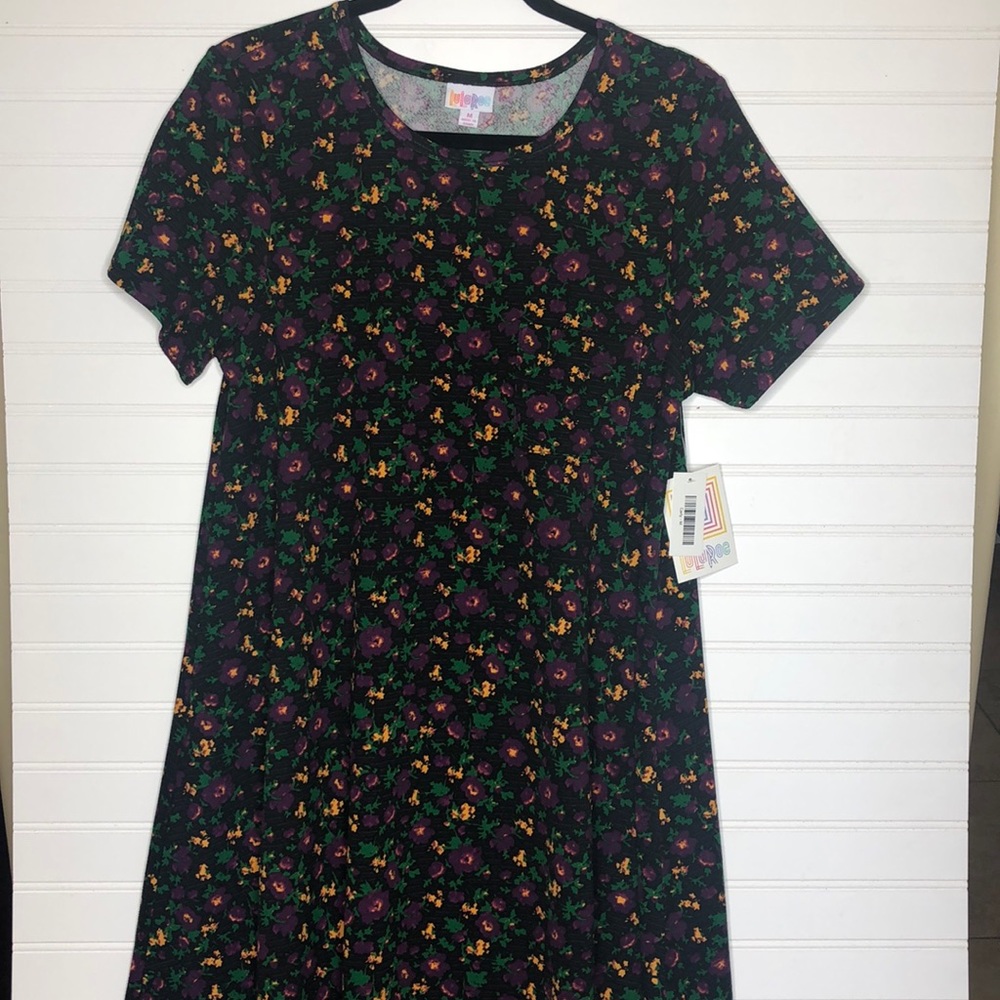 LuLaRoe Black Floral Carly Dress M